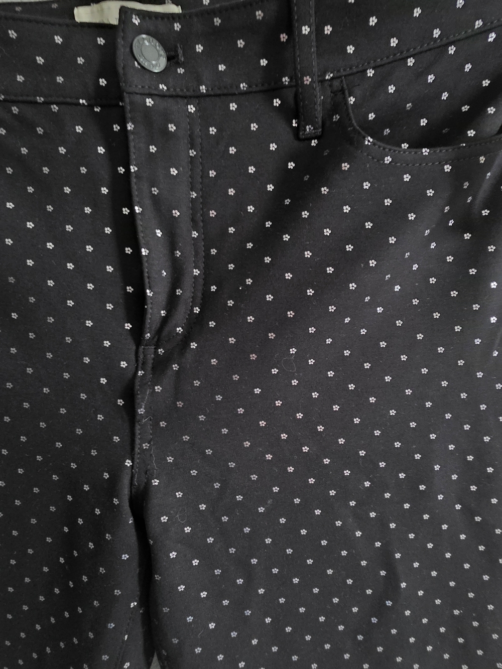 Talbots Black Petite Dress with White Micro Dot Floral Print